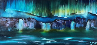 Nordlicht-Wasserfall: 30 x 60 cm